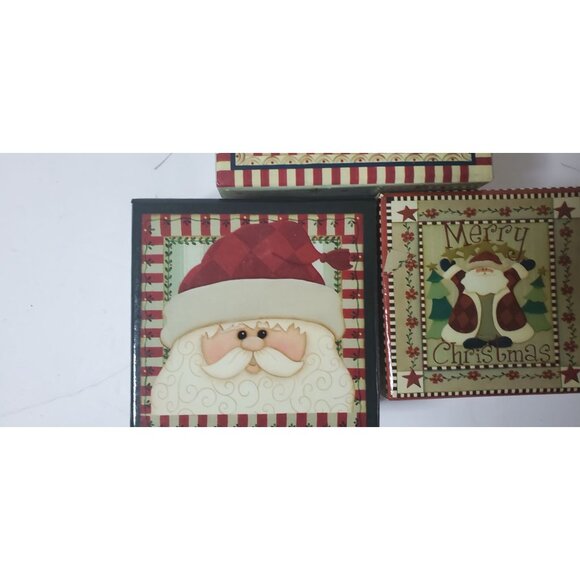 Set Of 3 Vintage Christmas Decorative Boxes With Joy To The World & Merry Christ - Picture 3 of 6